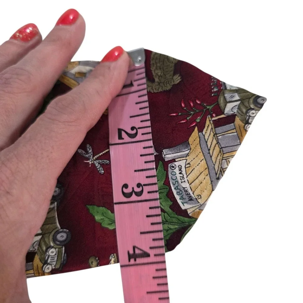 TABASCO Alligator‎ Tropical Scene Silk Necktie Red Burgundy Men's Accessory